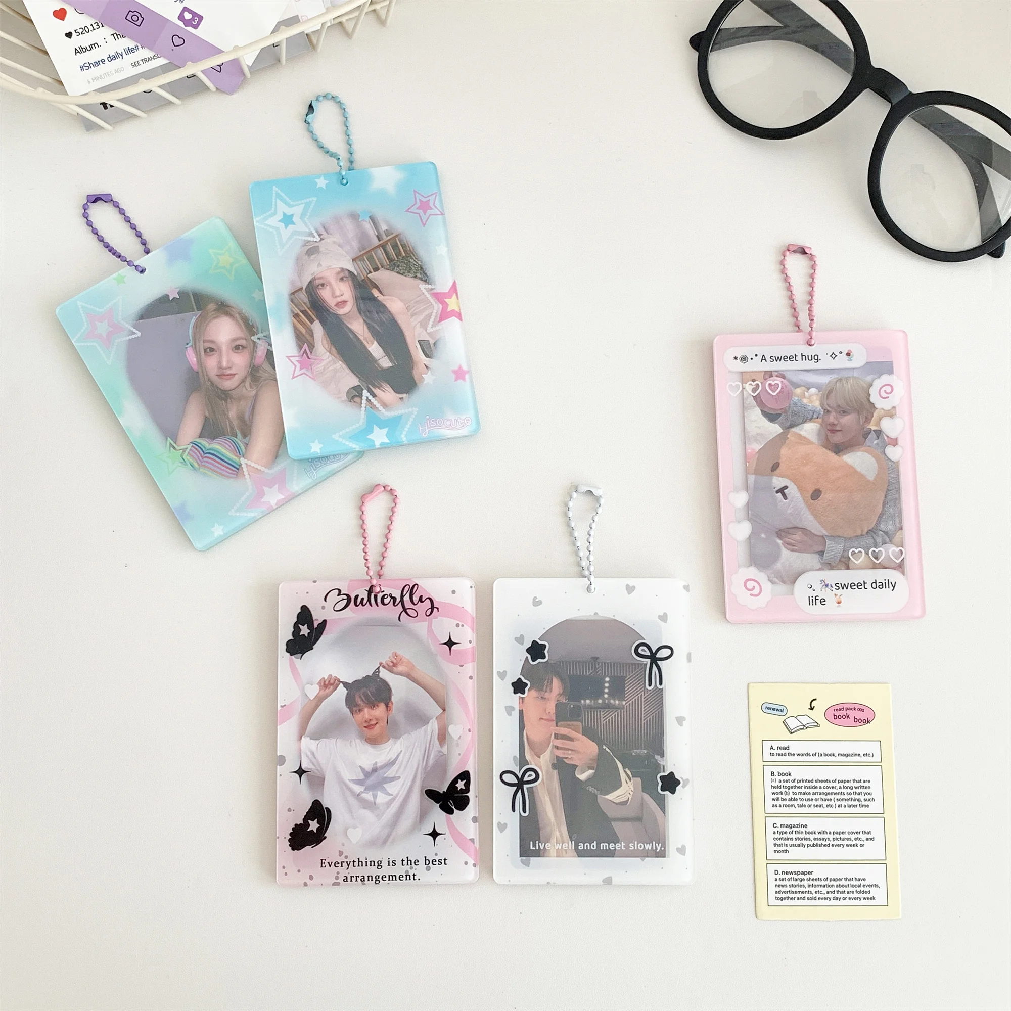 New Kawaii Star Photocard Holder 3Inch Acrylic Cartoon Cards Protect Cover Kpop Accessorry