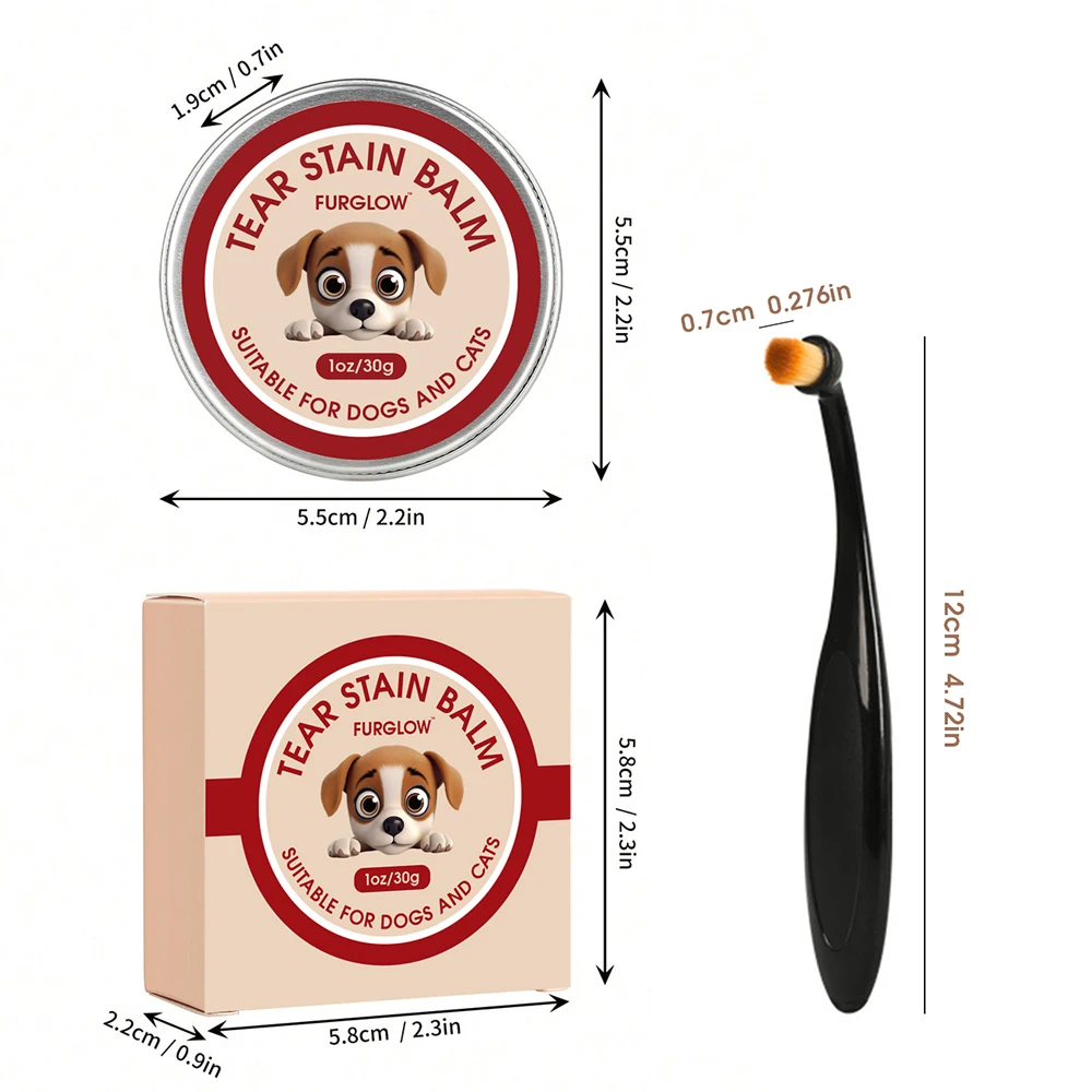 30G/1Oz, Tear Stain Cleaner for Dogs and Cats, Gentle Formula, Effectively Cleans Tear Stains, Protects the Eyes of Dogs and Cats, Comes with a Special Brush, Especially Suitable for White-Haired Pets, Travel Size.