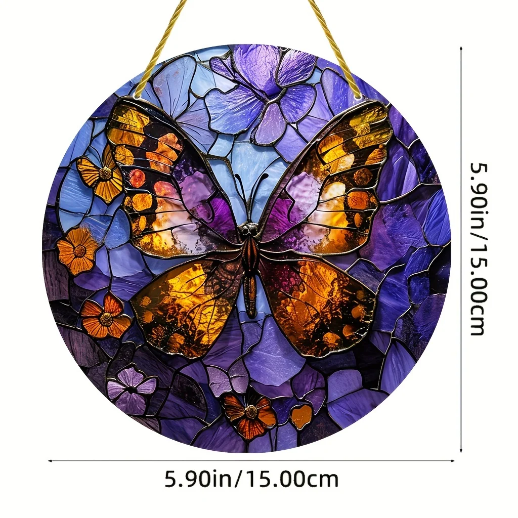 Butterfly Vintage Stained Window Hanging Pendant, Sun Catcher,Suncatchers,Beautiful Butterfly Sign, Door, Outdoor Decoration Art