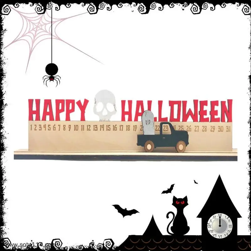 Halloween Advent Calendar Movable Number Slider Desk Calendar Advent Countdown Scary Desktop Ornament Halloween Decor Skull