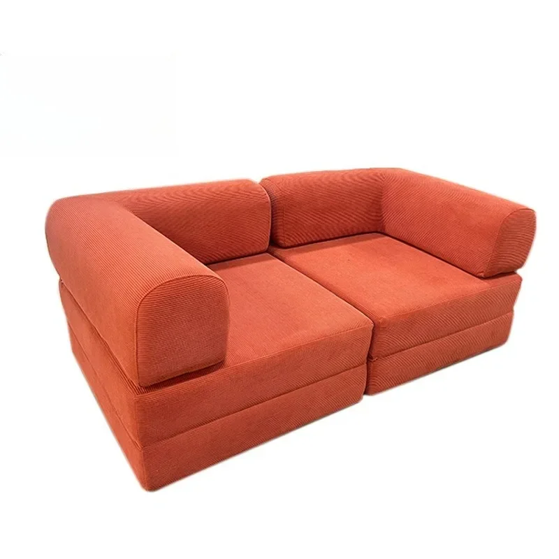 Compression sofa French green fabric teddy sofa bed retro module