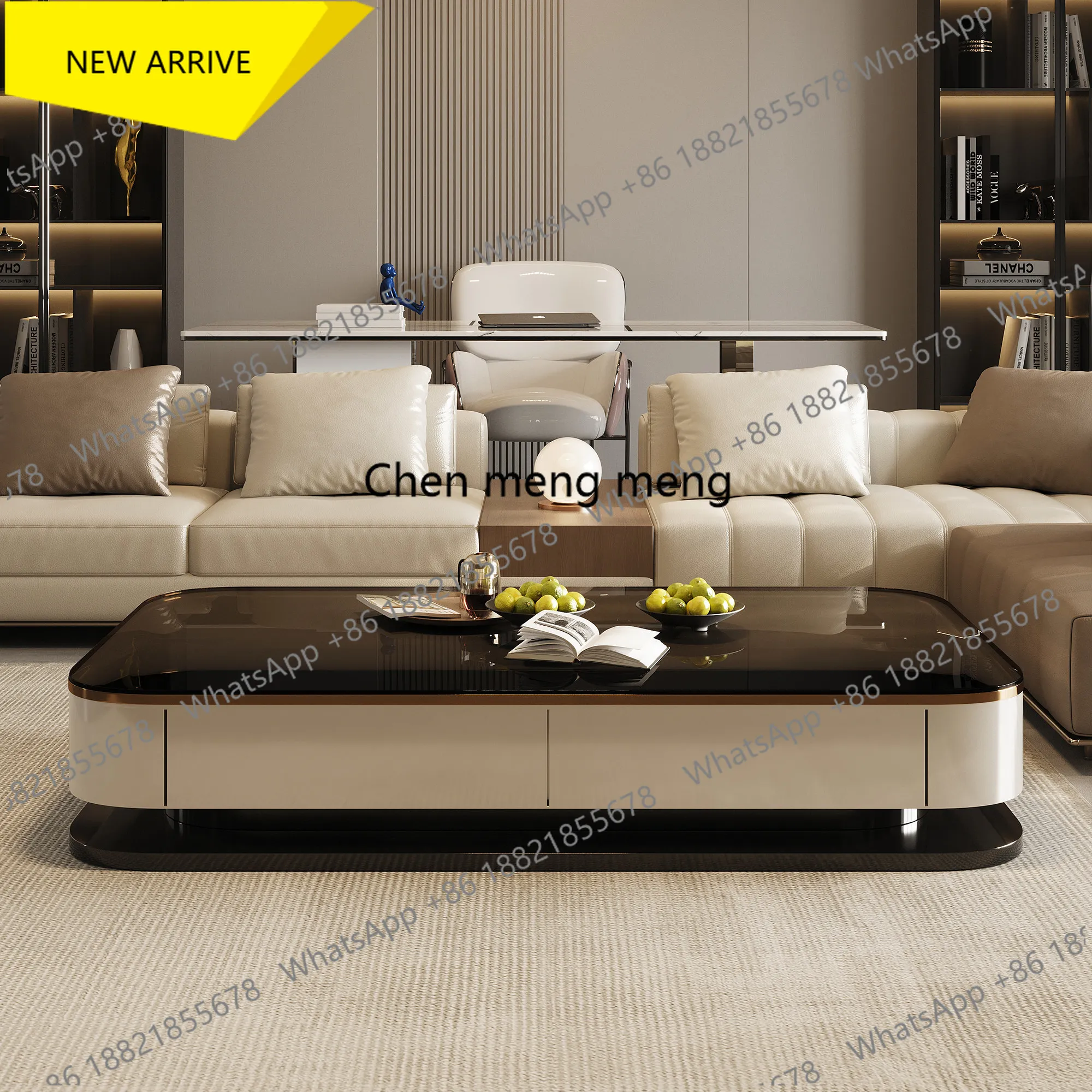 z183 coffee table living room new creative high-end increase large apartment type bright slate tempered glass combination