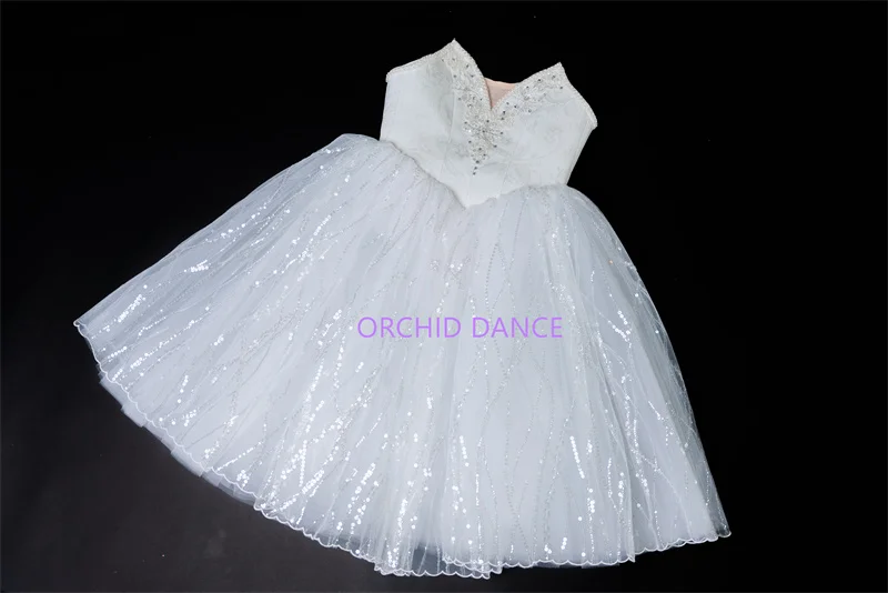 New Coming Custom Size Kids Girls Women Adults Ballet Performance Wear Tutu Costumes Long White Romantic Dress