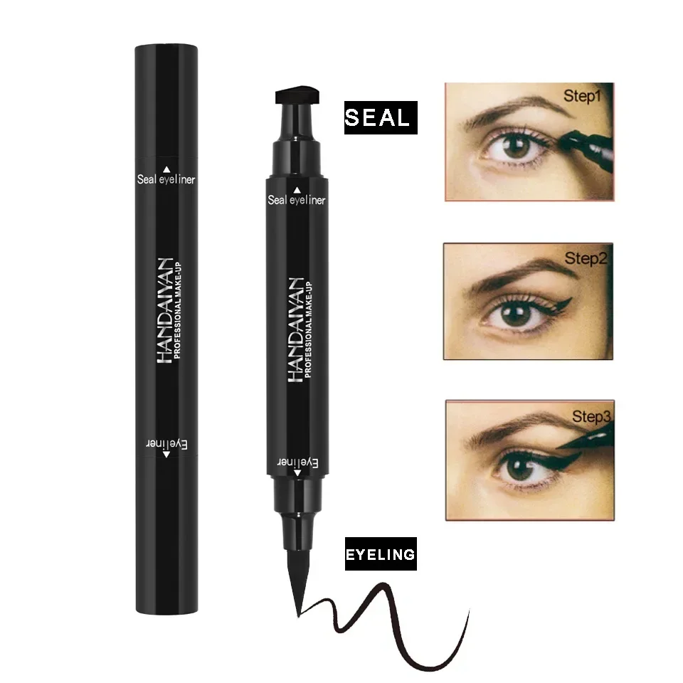Stylo tampon Eyeliner Double face noir, naturel, séchage rapide, maquillage longue durée, liquide professionnel, cosmétiques