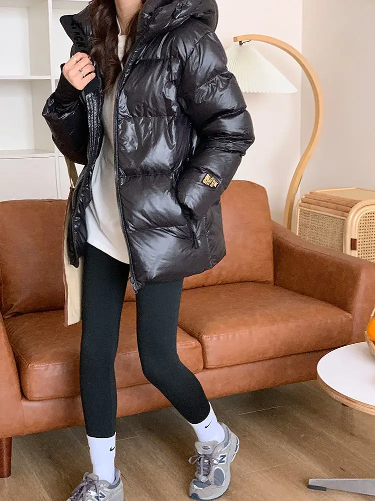 2024 Vrouwen Witte Eend Donsjack Met Capuchon Mode Casual Over Size Winter Warme Losse Dikke Korte Winddichte Outwear R515