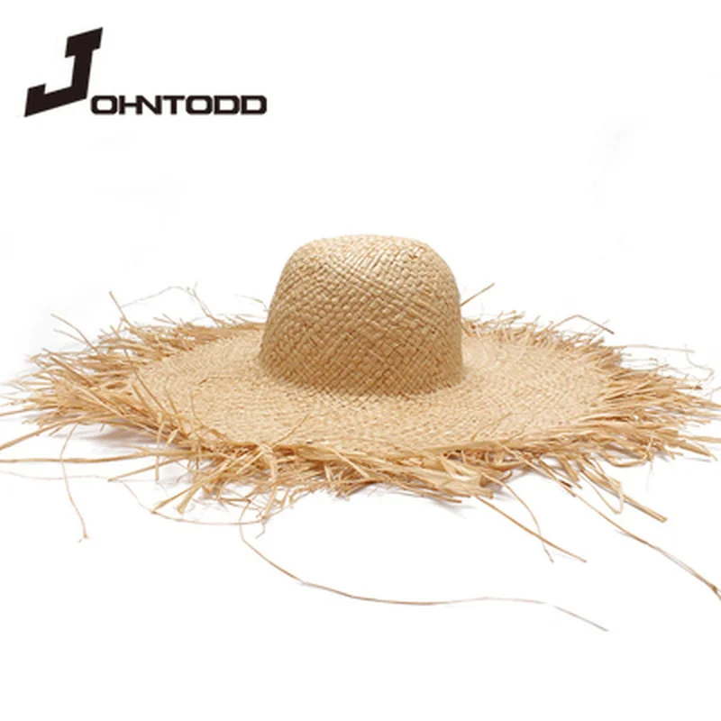 

Women Straw Sun Hats Large Wide Brim Gilrs Natural Raffia Panama Beach Straw Sun Caps for Holiday Bonnets for Women Designer