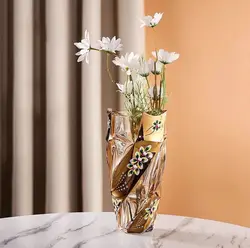 Thickened crystal glass vase decoration Upscale living room table decoration glass water raised flower arrangements fresh flower