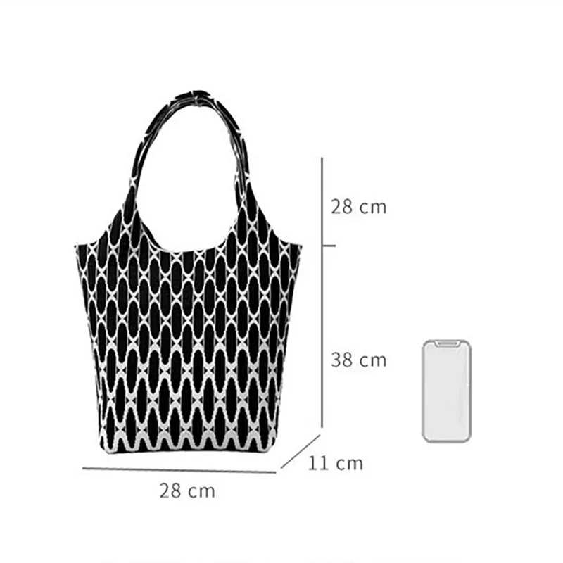 Stereoscopicshuttle-Sac fourre-tout à motif design, sac double face, géométrie décontractée, sac fait main, grande capacité, E27