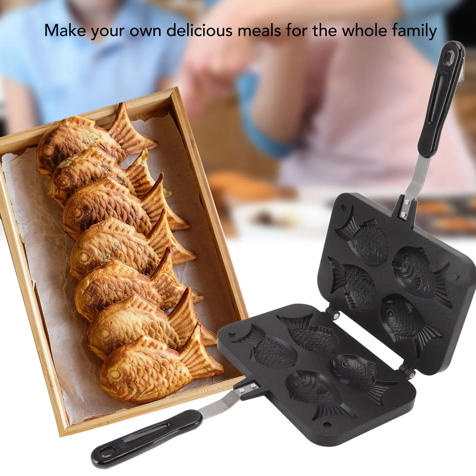 1PC Taiyaki Maker Fish Shape Cake Pan Non Stick Double Baking Pan and Waffle Baking Mold Taiyaki Mold