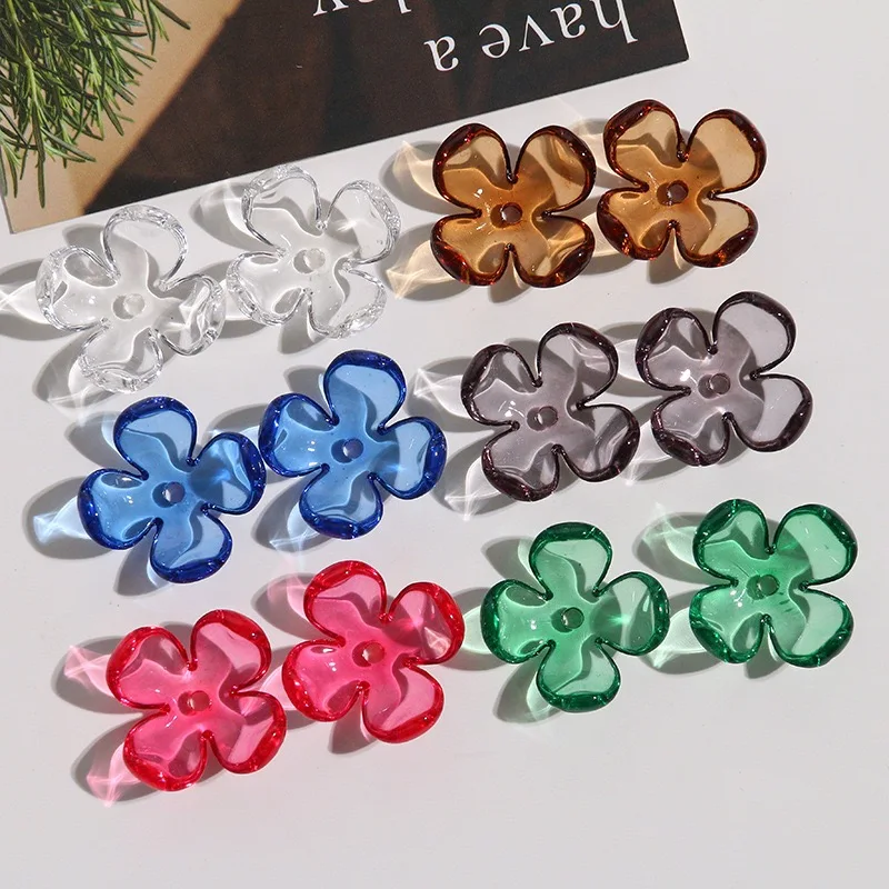 الجملة 50 قطعة/الوحدة 23 مللي متر اللون طباعة شفافة الكرتون الزهور شكل الاكريليك الخرز لتقوم بها بنفسك مجوهرات الملابس الشعر التبعي #2