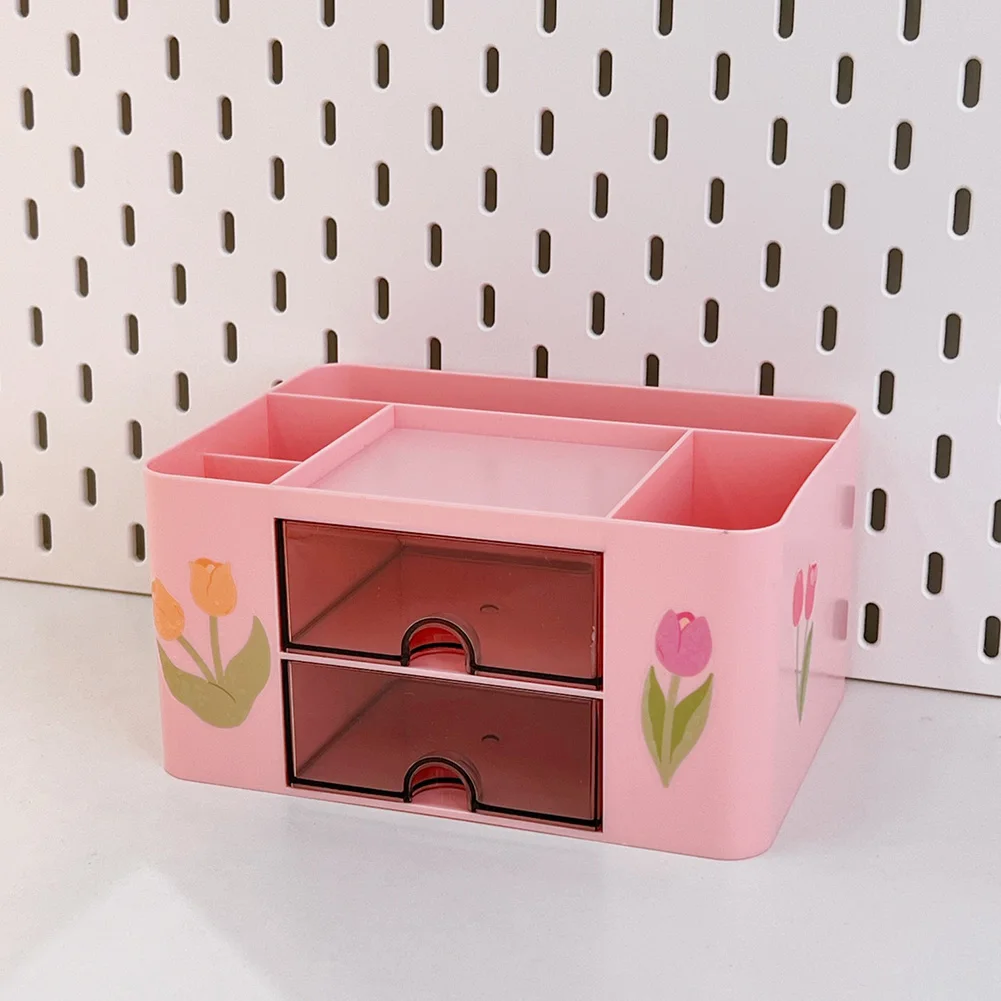 Ps rosa bege com gaveta organizador de mesa de controle remoto celular material de escritório compartimentos divididos ecológicos