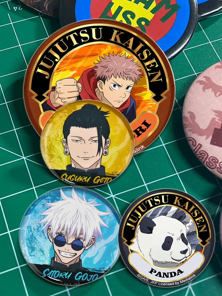 32/44/58mm Anime Jujutsu Kaisen Tinplate Brooch Pins Figure Icon Badge Handmade Brooches Breastpin for Backpack Clothes Gift