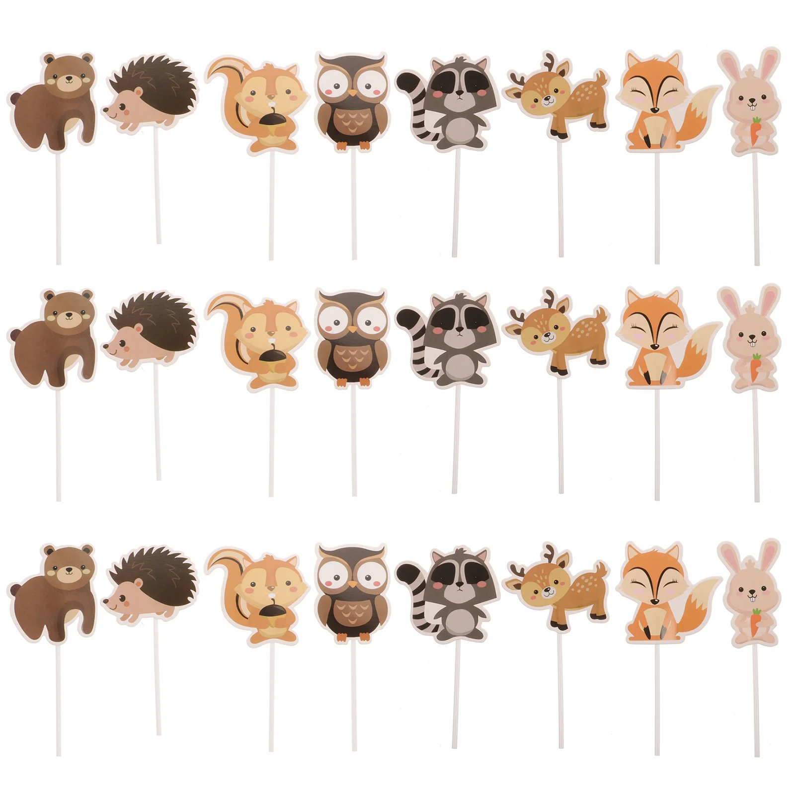 24 Pcs Party Cake Toppers Animal Cakes Cupcake Ornament Ornaments Creative Picks Jungle Decorations