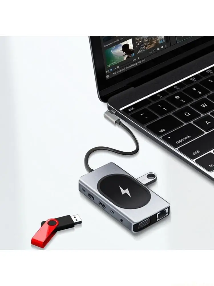 More with This USB C Hub 2 Monitors Support, Ethernet Port, Quick Charging and Data Port for Everyday Use