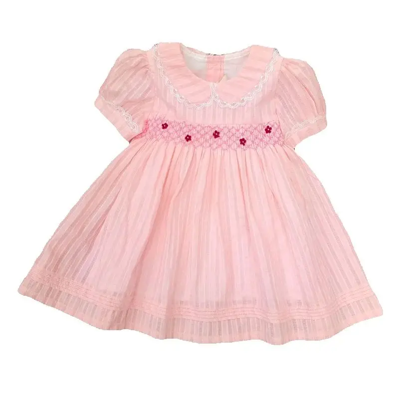 Summer Dresses for Girl Smocked Lace Dress Kids Girl Embroidery Princess Wedding Party Smocking Dress Children Clothes