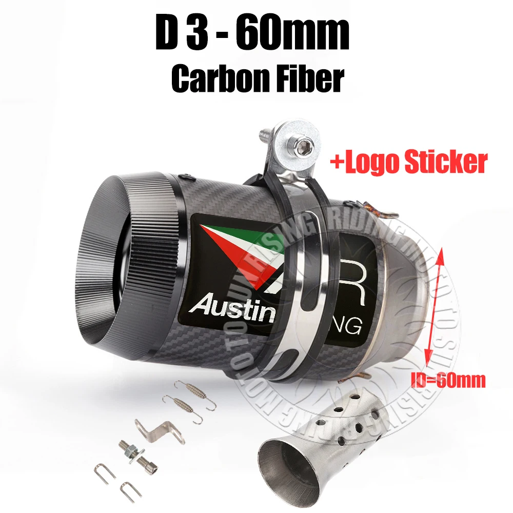 51mm 60mm Carbon/Stainless/Titanium AR Motorcycle Exhaust Muffler For Kawasaki Honda Yamaha KTM CF Suzuki Ktm Bmw etc Tail Pipe image 3