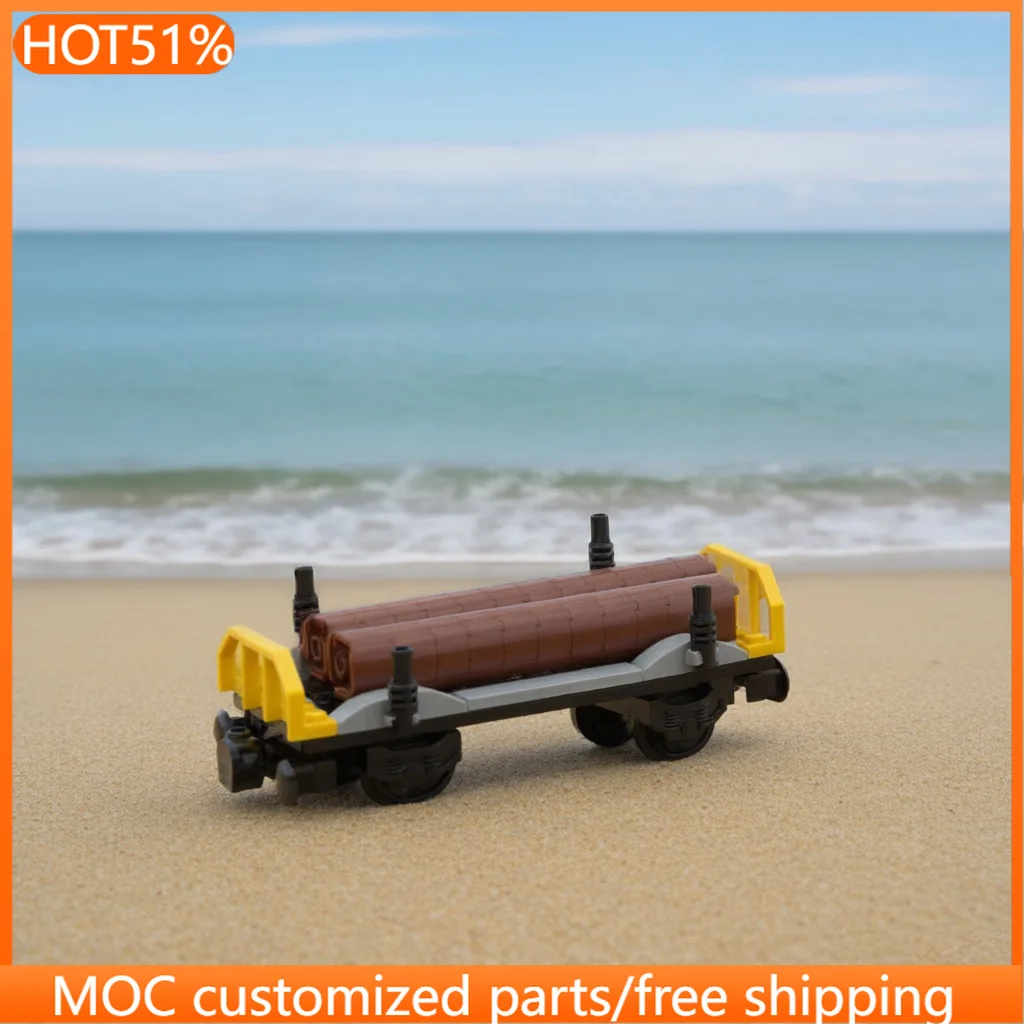 55 PCS transport Log Flat Wagon MOC Customize Modular Building Block Creative Design Educational Learning DIY Festival Toy Gift