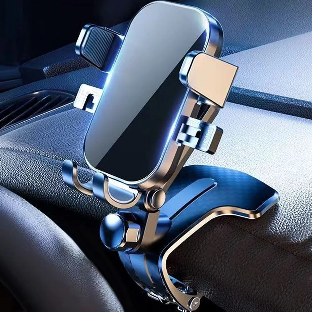 Car Clip Type Dashboard Mounted Phone Holder Shockproof Cellphone Holder Mount 360° Rotatable Adjustable Supports All Phone