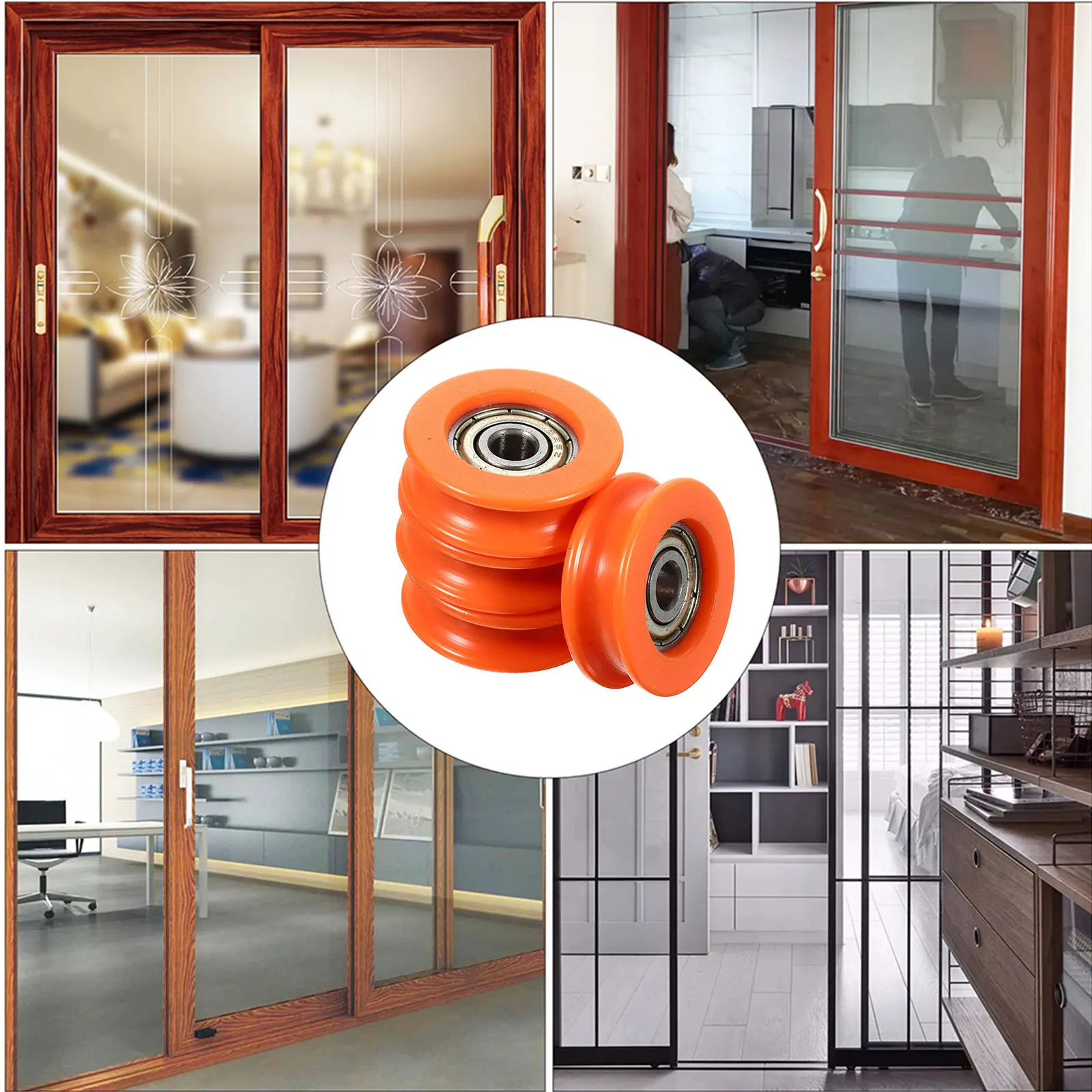 4 قطعة بكرة الأسطوانة انزلاق الباب عجلات U-شكل الأخدود البلاستيك تحمل الثقيلة المسار عجلة لخزانة البوابة المنزلقة #2