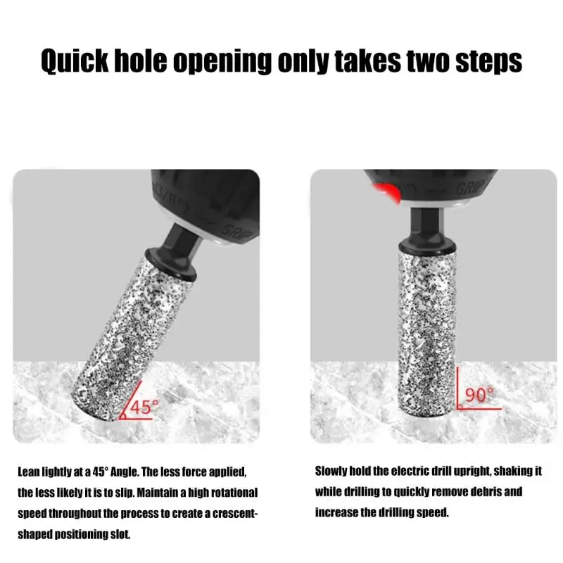 

Y1UD 3 Piece 1/4" Hexagonal Shank Diamonds Drill Bits With Cooling Wax 6/8/10mm For Fast Dry Drilling On Hard Materials