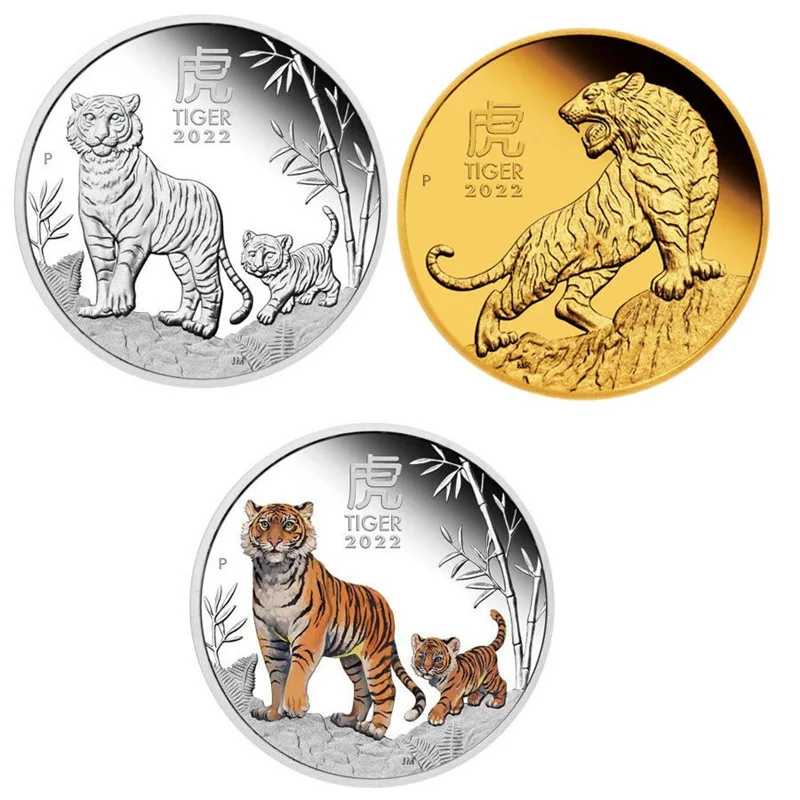 Year of The Tiger Commemorative Coin Australia Chinese Zodiac Replica Metal Craft Souvenir New Year 2022 Gift