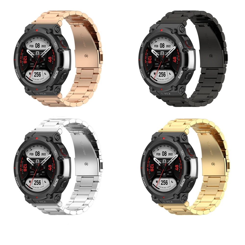 Ремешок для часов из нержавеющей стали с 3 головками для Huami Amazfit T-Rex 2, сменный ремешок для часов