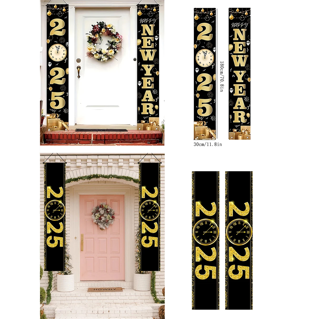 

2PCS - Happy New Year Banner Outdoor Decoration New Year Festival Indoor and Outdoor Decoration Welcome Poster Party Decoration