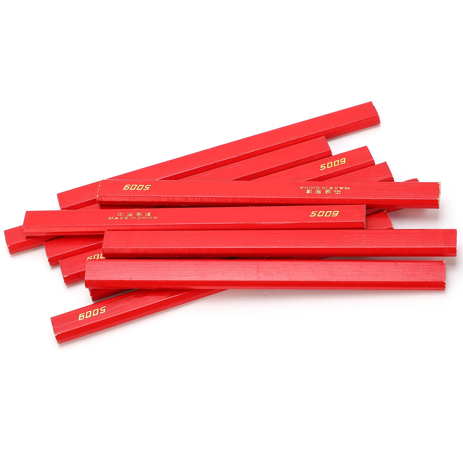 10Pcs 170mm Carpenter Pencils Red Core Octagonal Shape Builders Pencils Double Head Design Pine Wood Material Octagonal Pencils