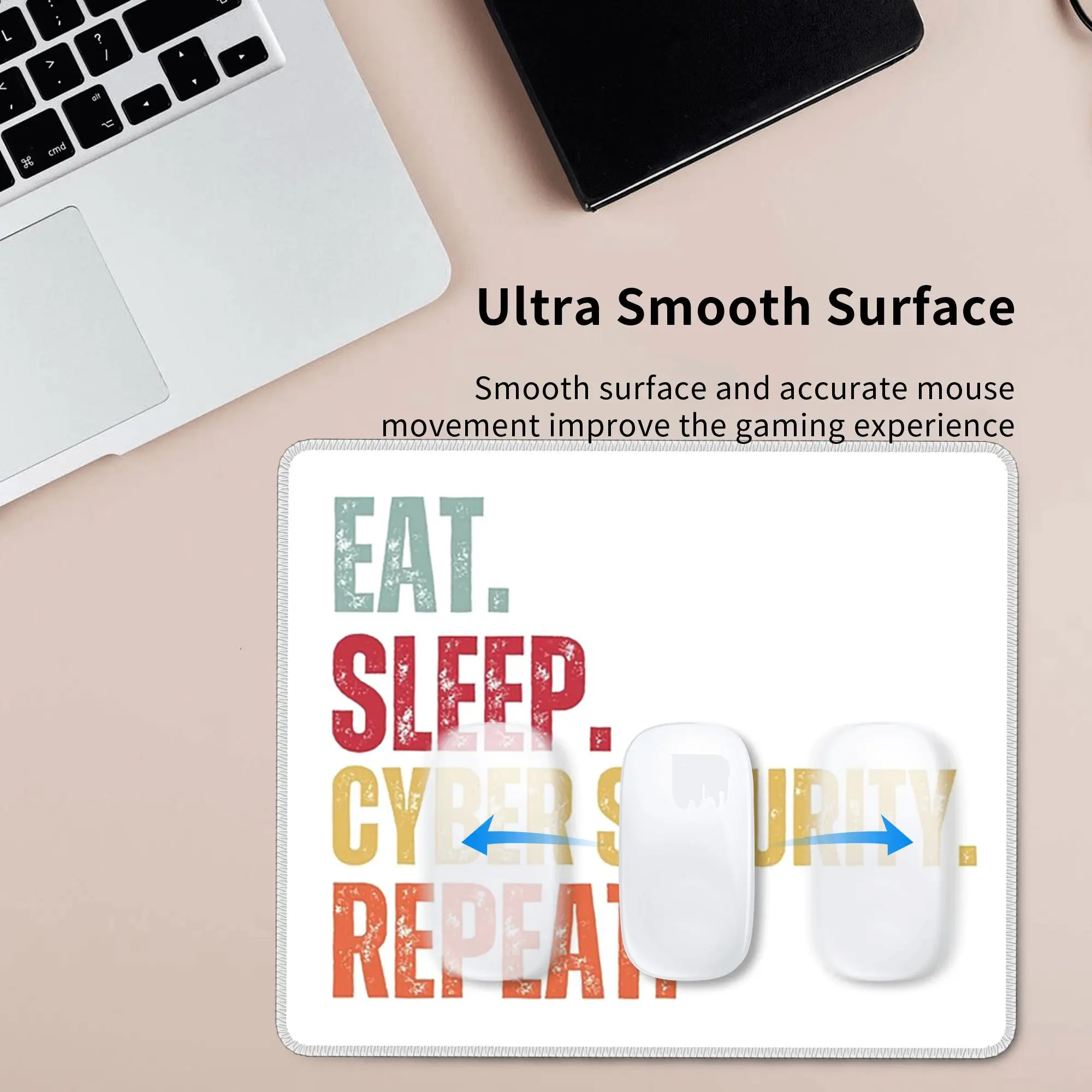 Eat Sleep Cyber Security Ripeti Tappetino per mouse Tastiera per computer Tappetino per mouse Gamer PC Laptop Tappetino da scrivania Accessori per ufficio Tappetini da tavolo