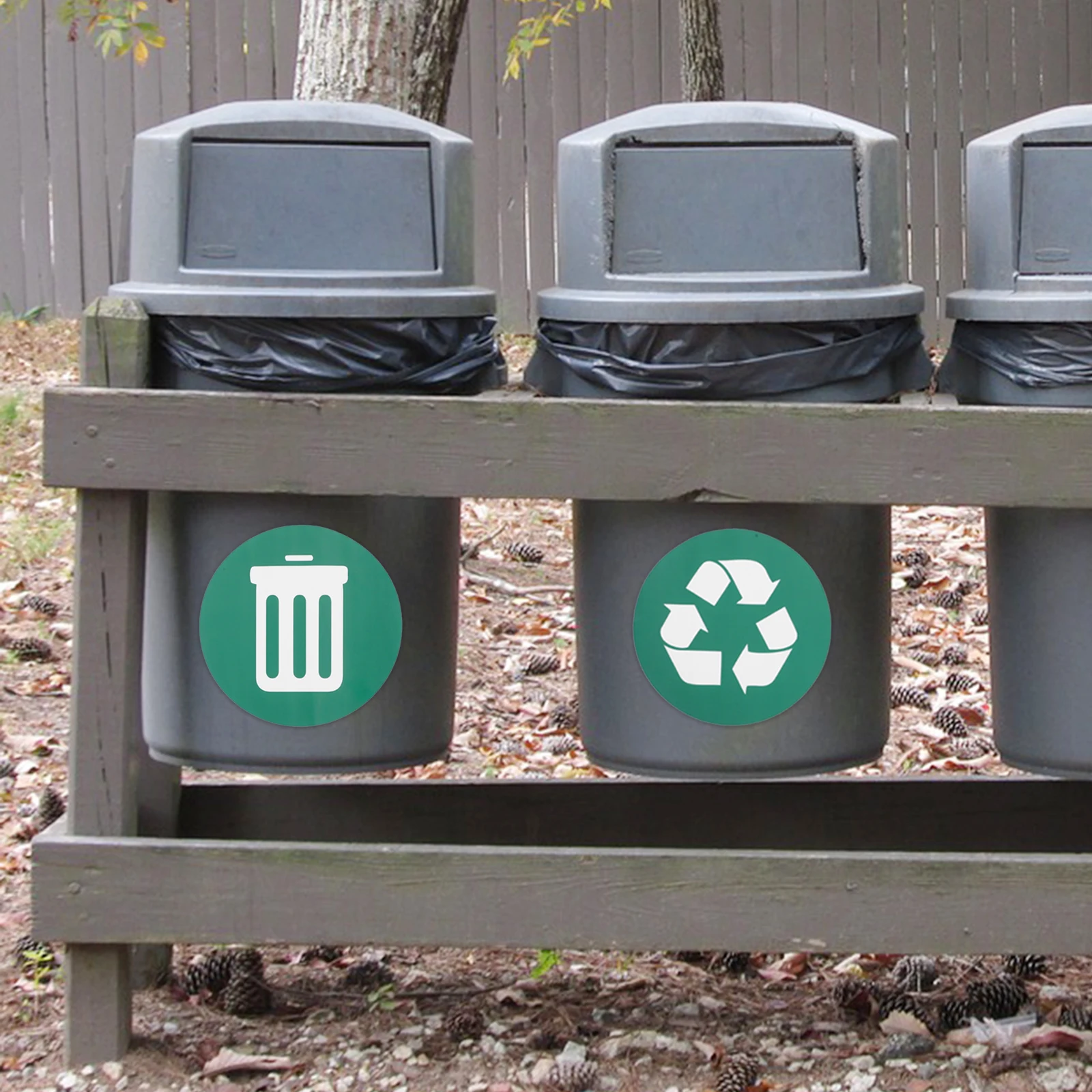 

Trash Can Sorting Stickers 2 Sheets PVC Recycling Signs Outdoor Public Bins Labels Garbage Stickers Waste Container Trash Bin