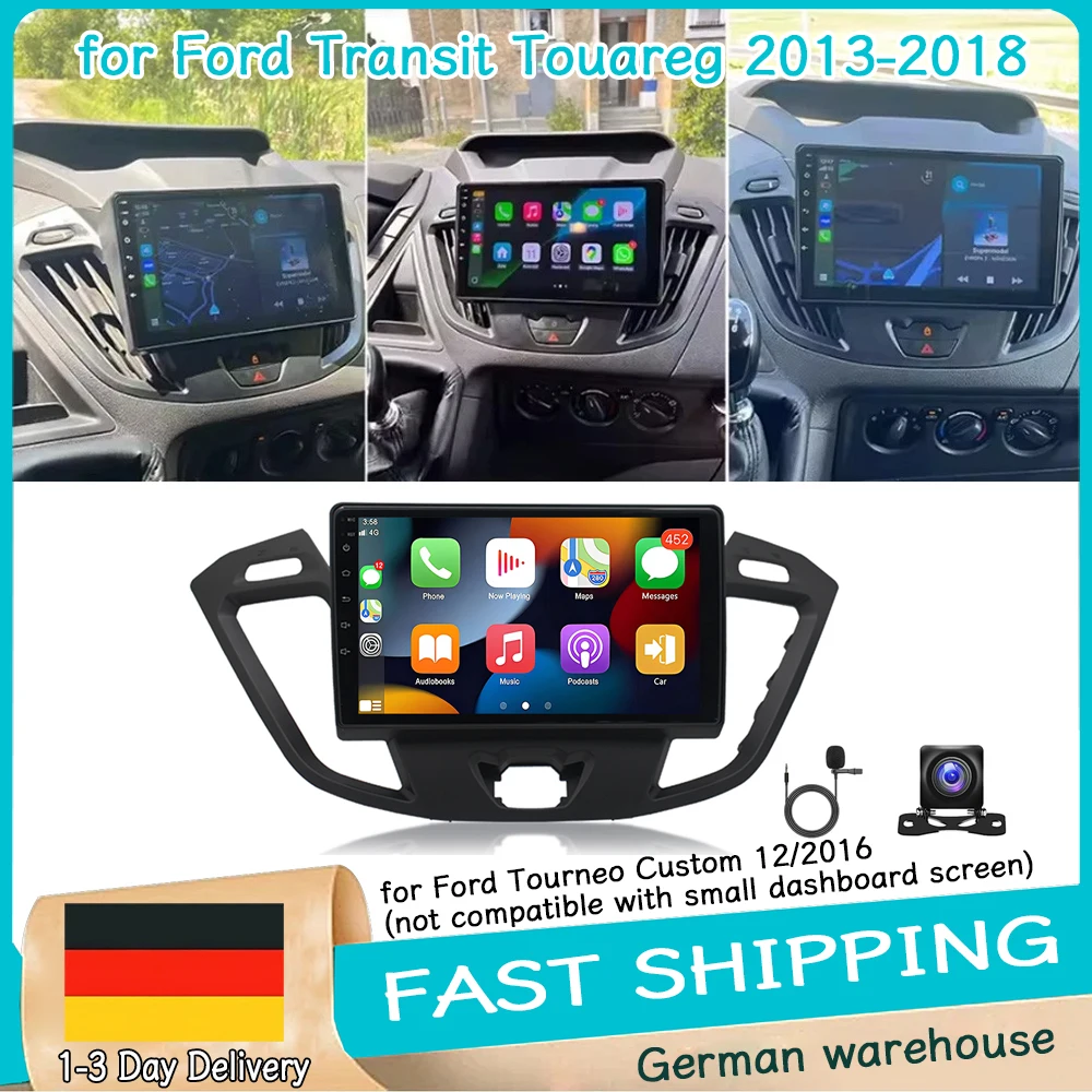 4+64G 9 inch autoradio voor Ford Transit Touareg 2013-2018 Android 15 met Carplay, Android Auto, GPS, WiFi, Bluetooth, FM/RDS, SWC