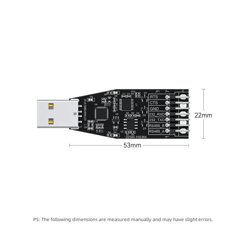 Modulo di comunicazione adattatore convertitore seriale da USB a RS232 RS485 di grado industriale DTECH IOT5087(MS) da 3 pezzi