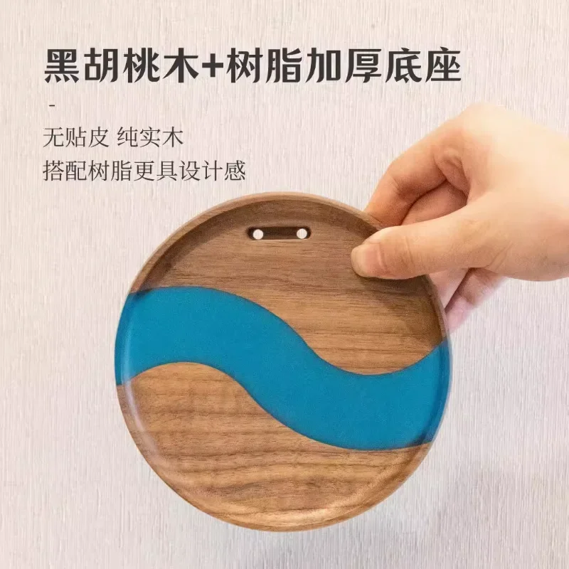 Creative Headphone Stand Black Walnut Detachable Headset Holder Suspension Headphone Stand Bracket Custom Computer Table Storage