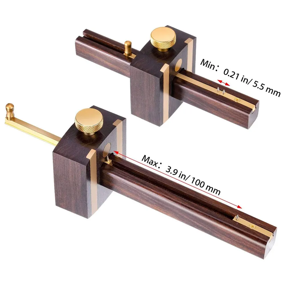 Binoax Marking Gauge EnPoint Ebony Mortise Square Gauge 165 mm Sliding Mark Scraper with Brass Screw Type Woodworking