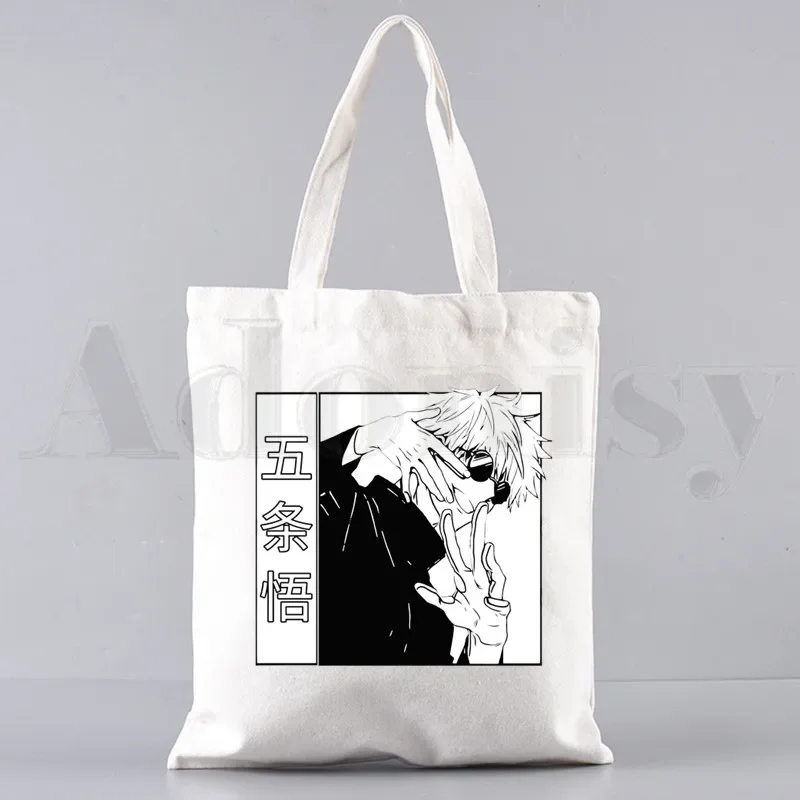 Gojo Satoru Jujutsu Kaisen Cartoon Hip Hop Handbags Shoulder Bags Casual Shopping Girls Handbag Women Elegant Canvas Bag