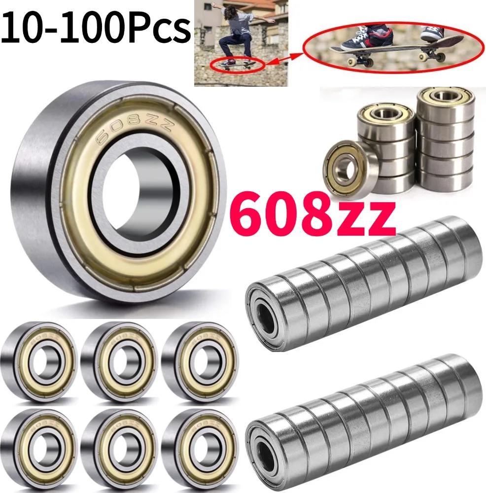 608ZZ Skateboard Ball Bearings Double Shield Miniature Bearing Single Row 8x22x7mm for Skateboards Inline Skates Scooters