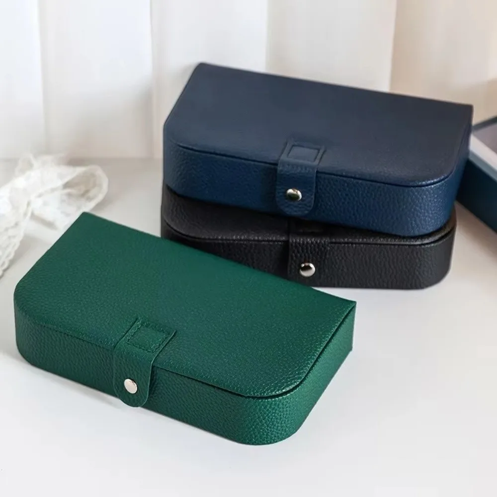 Retro Lychee Pattern Jewelry Box Leather Multi Functional Earrings Display Box Jewelry Organizer Ring Earrings Necklace Bracelet