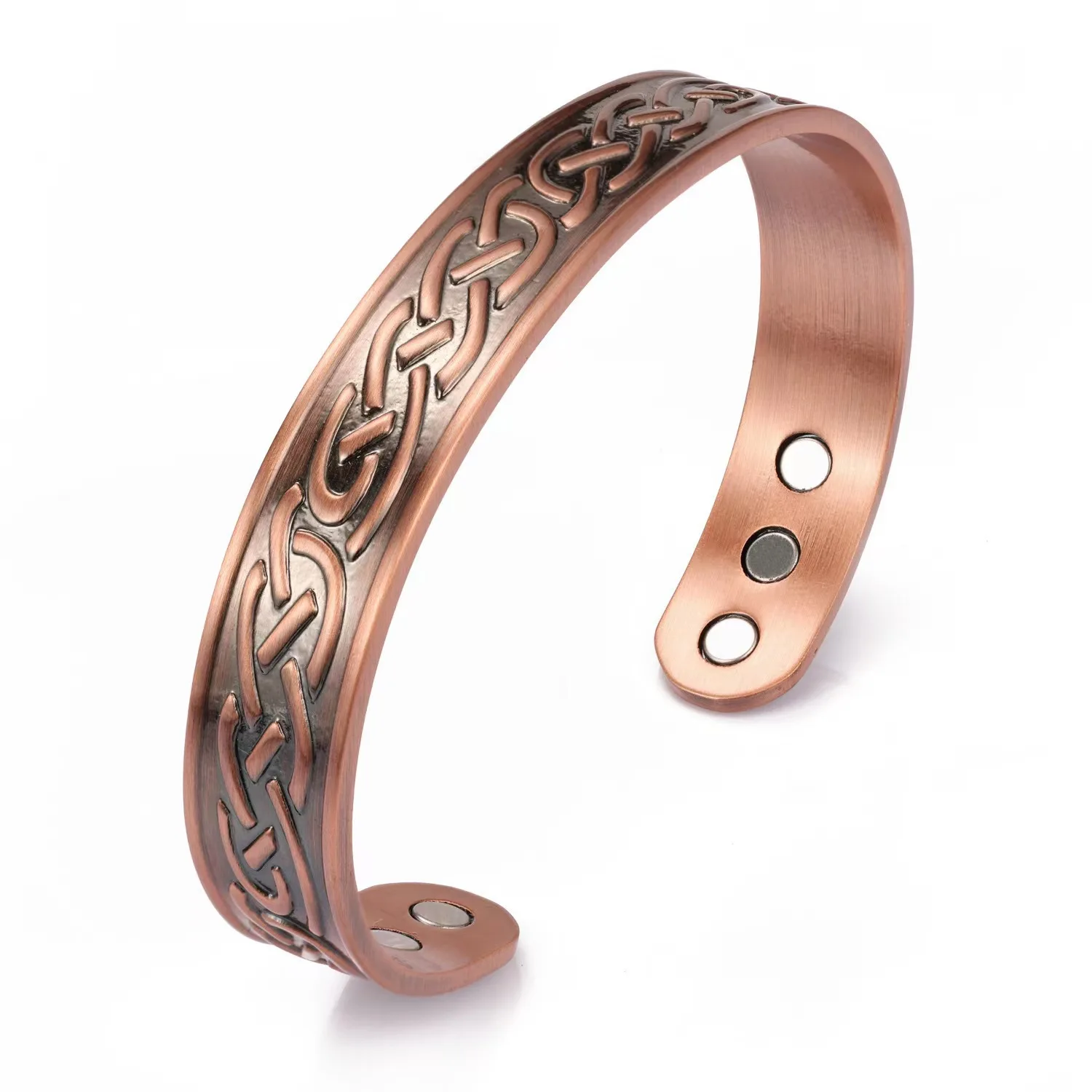 European and American Retro Water Ripple Magnetic Antique Red Copper Popular Opening Adjustable Magnet Energy Bracelet