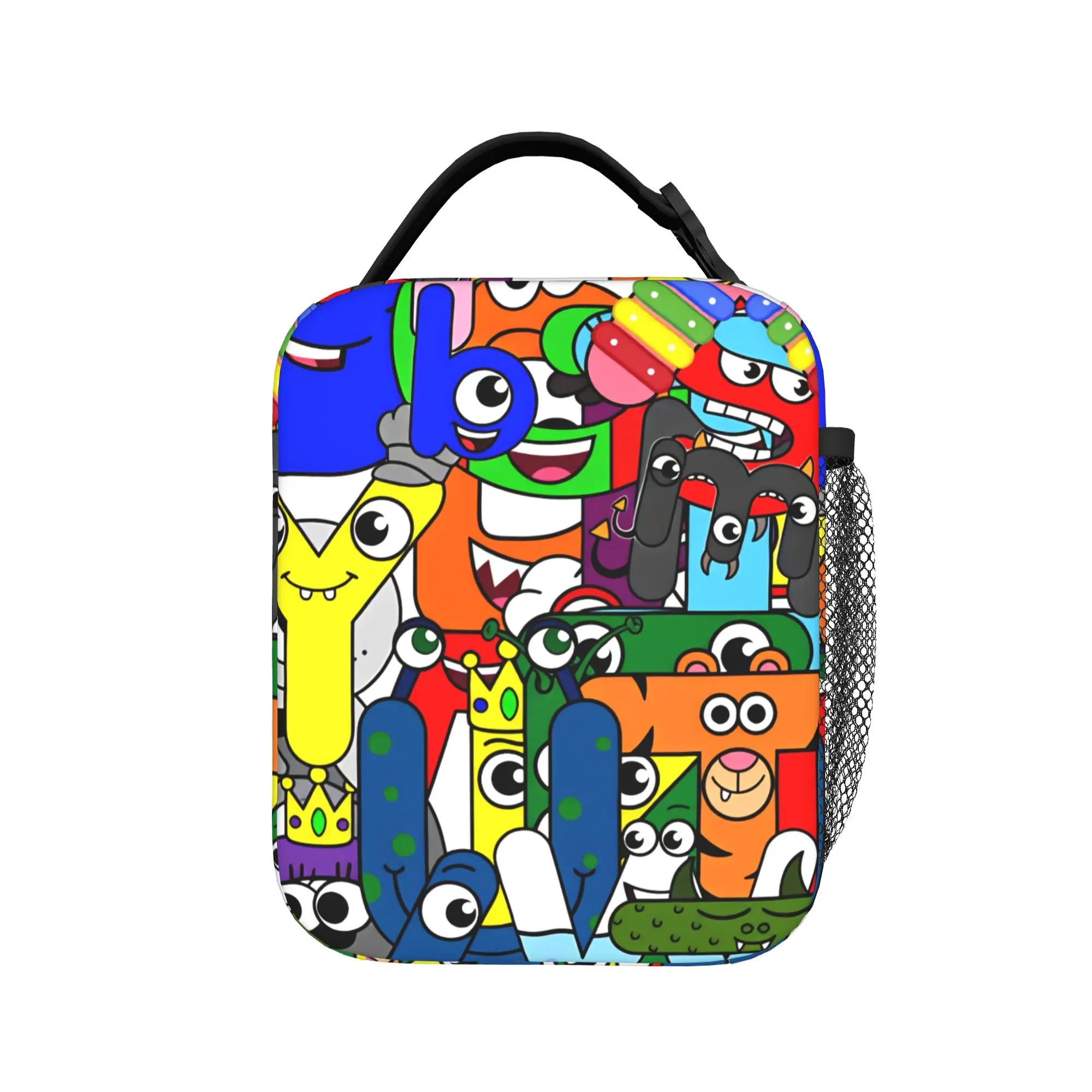 Alphabet Lores  Lunch Bag  Retro Lunch Box For Adult School Portable Zipper Cooler Bag Oxford Custom Thermal Tote Handbags