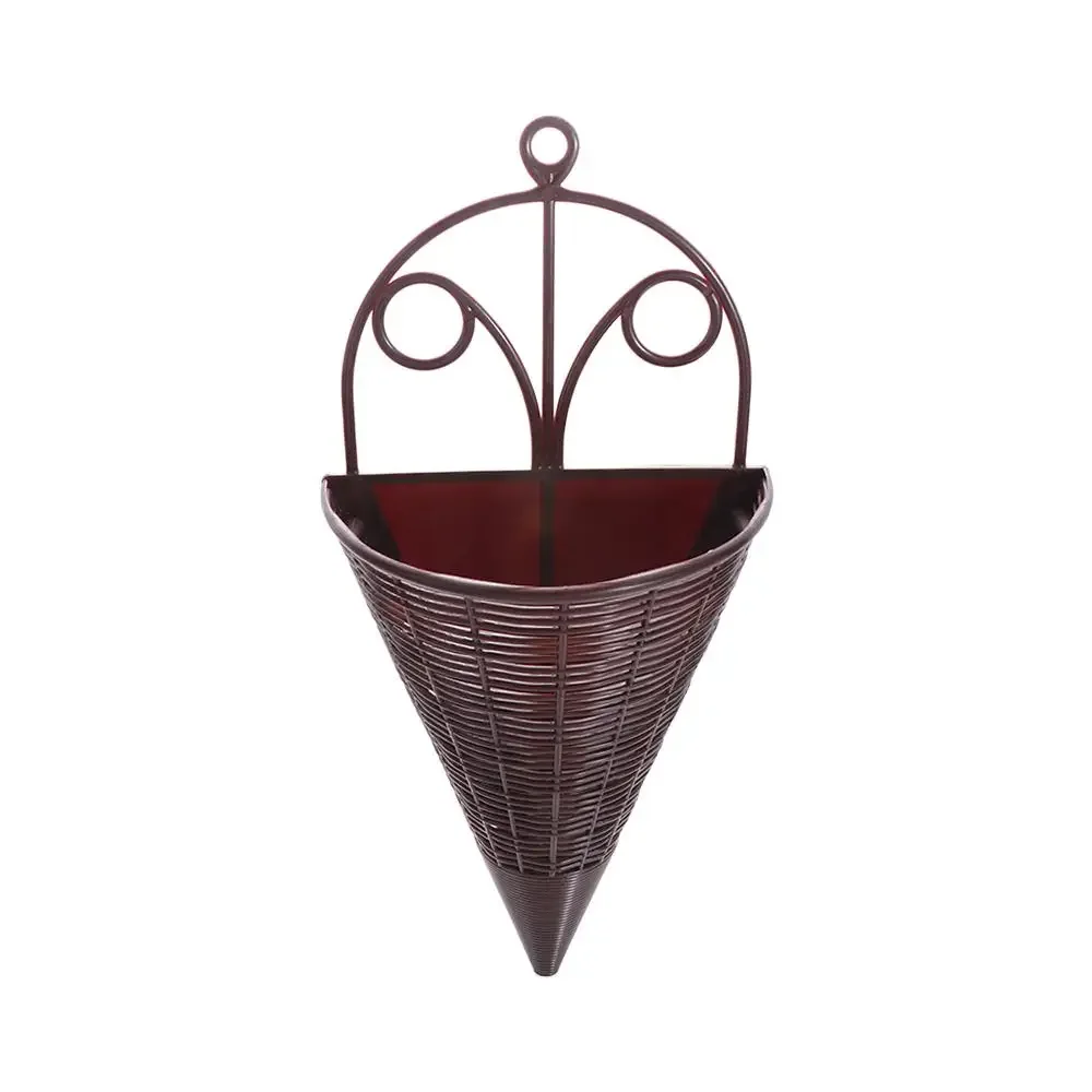 Triangle Imitation Rattan Hanging Flower Basket Simulation Plastic Artificial Wall Hanging Flower Pot Wall Hanging