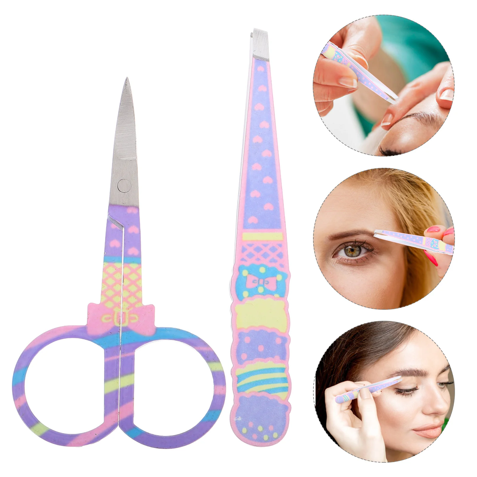 2 Pcs Eyebrow Tools Hair Scissors Shaping Kit Clips Grooming Travel Tweezers Shaper