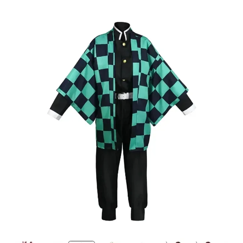 Anime Kamado Cosplay Demon Slayers Kimetsu Cosplay Costume Wig Mask Kimono Coat Halloween Uniform Adult Children