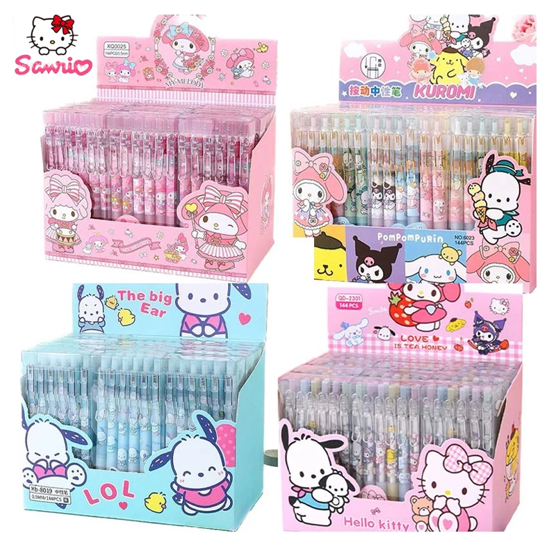 

Новинка, стилус Sanrio, 12-24 шт., Kuromi Melody Cinnamoroll почтовая ручка, студенческие канцелярские принадлежности, ручки для письма 0,5, черный школьный детский прибор для осмотра