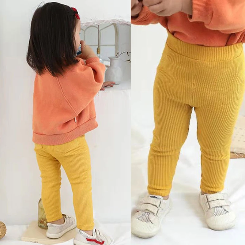 Spring Autumn Baby Pants Toddler Cotton Elastic Leggings Girls Tight Slim Trousers Children 0 to 1 2 4 5 6 8 Years Solid Legging