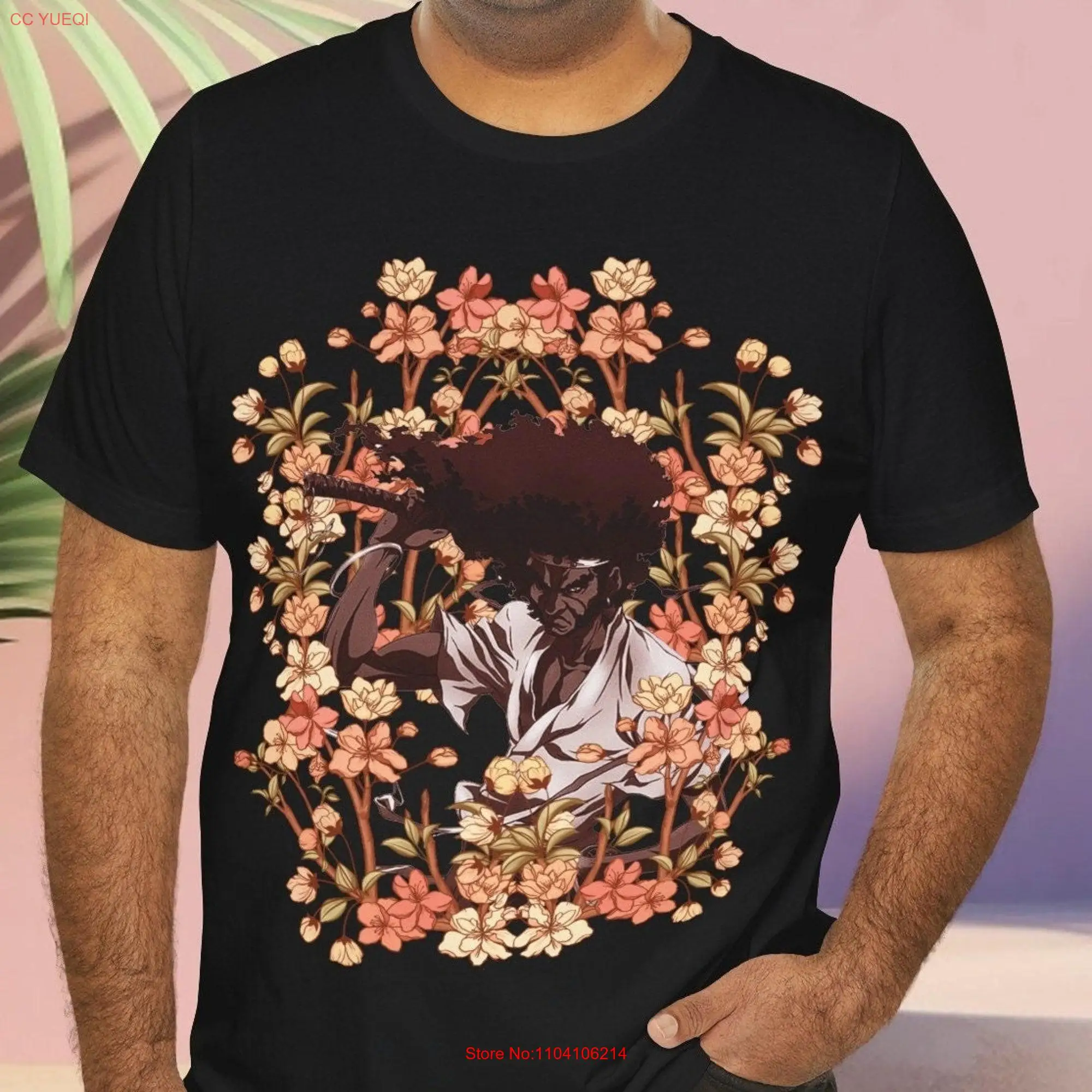 The Afro Samurai Aesthetic Anime  T Shirt long or short sleeves