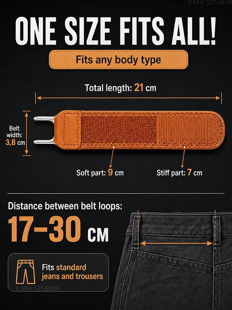 iLMH Adjustable No-Buckle Elastic Belt for Men & Women Invisible Metal Hook Side Belt Comfort Stretch Waistband for 1.5" Loops