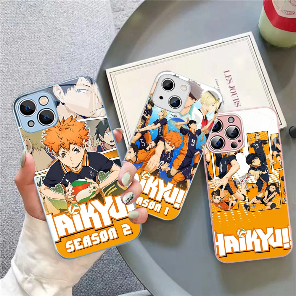 H-Haikyu Phone Case Tempered Glass For iphone 14 13 12 11 Pro Mini XS MAX 14Plus X XS XR Fundas