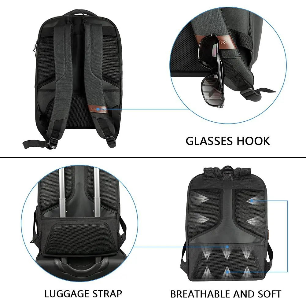 Mochila multifunción para ordenador portátil para hombre, resistente al agua, bolsa de carga USB, mochila de viaje de gran capacidad de calidad