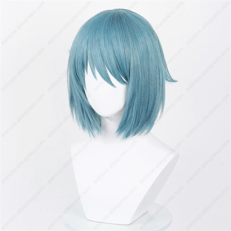 Peluca de Cosplay de Anime Miki Sayaka, pelo corto azul y gris, pelucas sintéticas resistentes al calor, 30cm