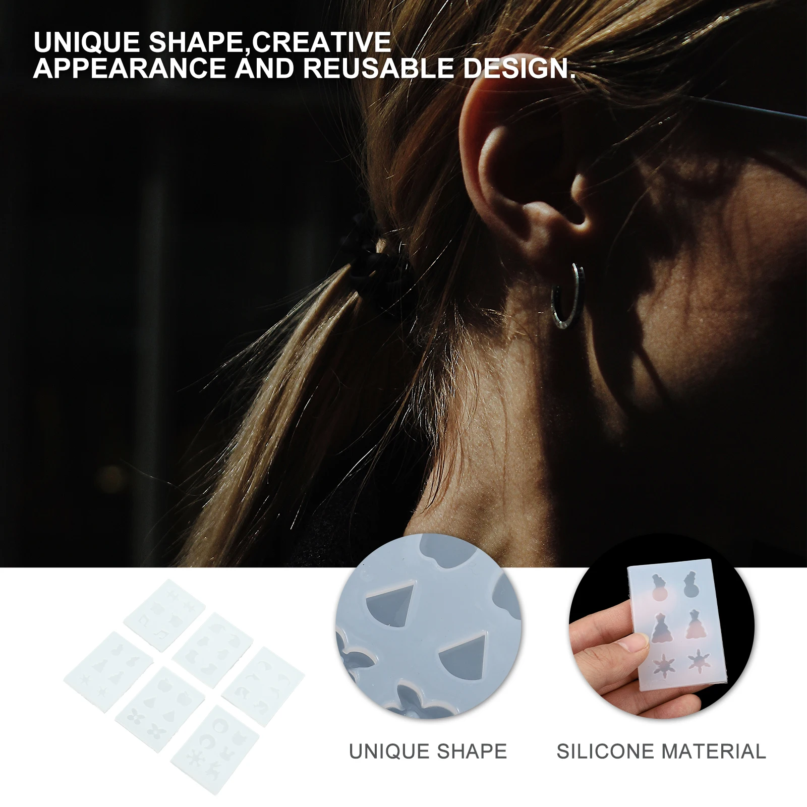 

6pcs Silicone Mold for Earrings DIY Jewelry Making Safe Flexible Reusable Creative Casting Mold Pendant Accessories